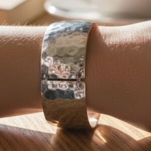 Silver-tone Hammered Bracelet